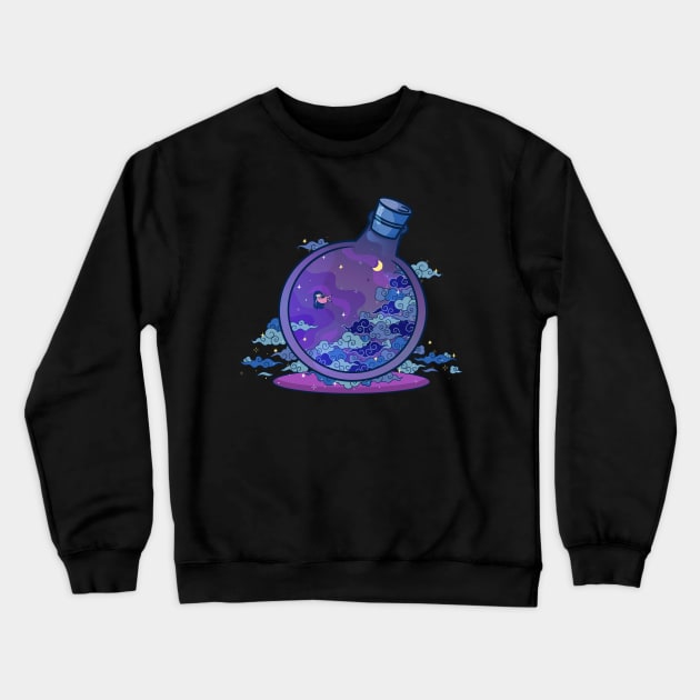 Midnight Skyfall Glowing Potion Logo Design Crewneck Sweatshirt by Al-loony